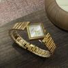 SUNLIFEX Women's Irregular Diamond-Shaped Gold Stainless Steel Quartz Watch with Bamboo Link Band