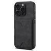 DENIOR For iPhone 16 Pro Case Leather+TPU Card Slot Kickstand Phone Cover