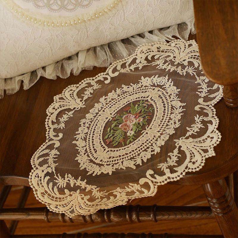 European Retro French Lace Embroidered Table Mat and Coaster Set - Home & Photo Decor
