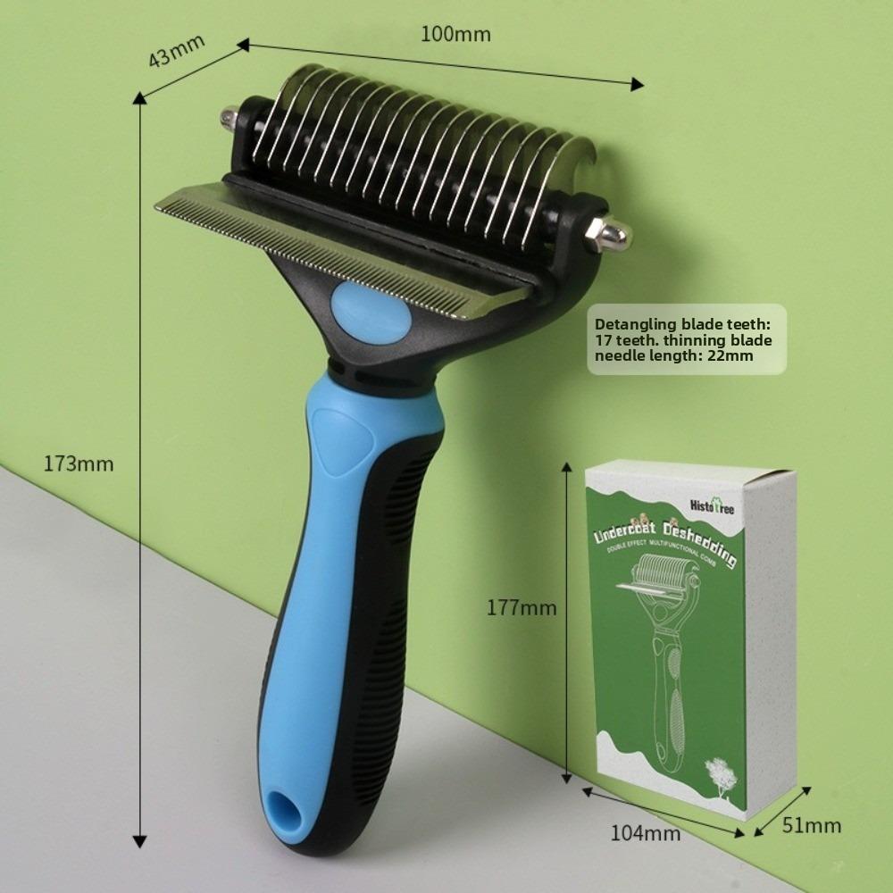 

Multi-functional Dog Deshedding Brush Anti-slip TPR Handle Effective Pet Fur Knot Cutter Stainless Steel Blade Puppy Cat Comb