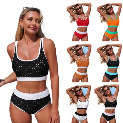 Dámské plavky dvoudílné bikiny s vysokým pasem pro ženy UK sportovní styl top bez rukávů