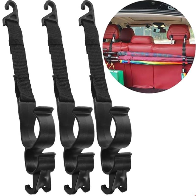 2pcs Car Back Seat Hook Multi-function Rear Seat Headrest Hanging Hook Umbrella Holder Seat Back Storage Hook Auto Interior Tool