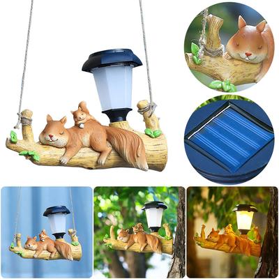 Resin Animal Garden Lights Solar Lights Cute Garden Decorative Hanging Lamp Waterproof Garden Hanging Lights Gifts for Mom