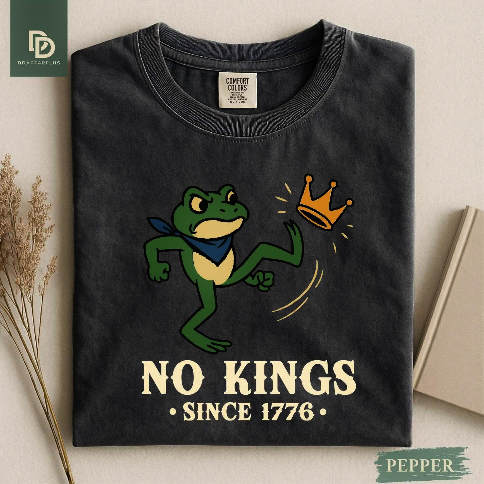 No Kings Since 1776 Comfort  Portland Frog Protest Shirt for Men Women Peaceful Protest Frog Liberal Resistance Social Justice 4XL