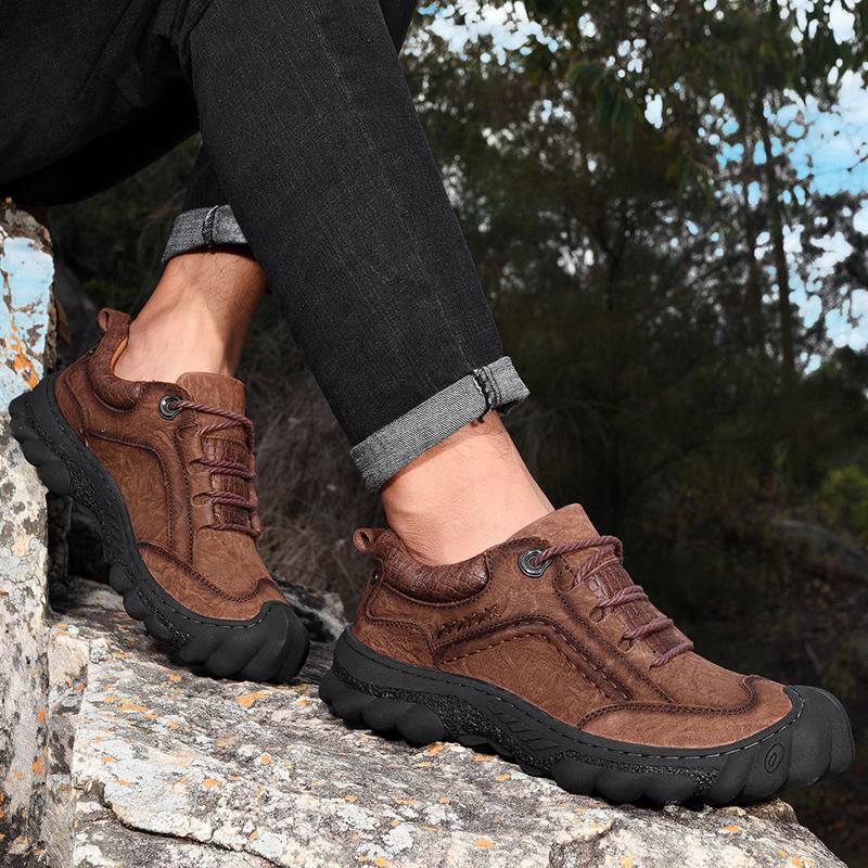 Fashion Men Shoes High Quality Hiking Shoes Trekking Sneakers Shoes Men Comfortable Ankle Boots Genuine Leather Handmade Casual Footwear