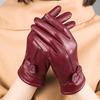 Ladies Leather Gloves Solid Color Autumn Winter Warm Protection Gloves Outdoor Accessories