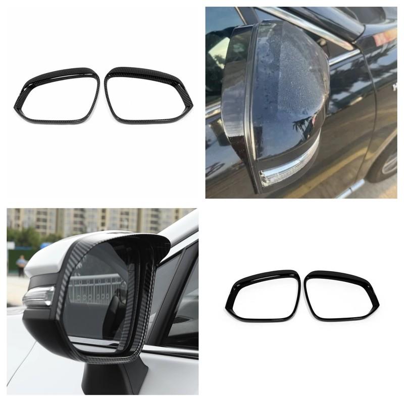 For Toyota Highlander 2015 2016 2017 2018   ABS Rearview Mirror Cover Trims Ra Eyebrow Frame Car Styling Accessories