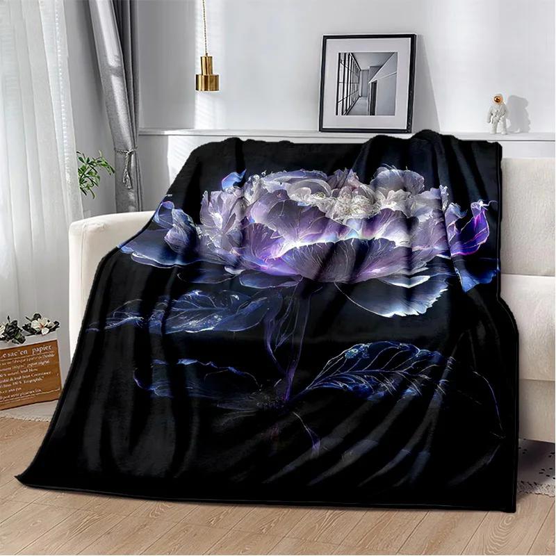 Nordic Love Rose Flowers Daisy Blanket,Soft Throw Blanket for Home Bedroom Bed Sofa Picnic Travel Office Rest Cover Blanket Kids