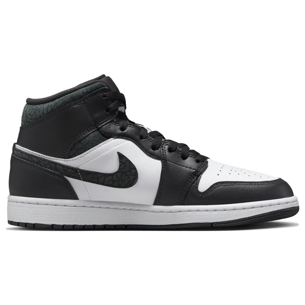 Air Jordan 1 Mid SE Panda Elephant Men Sneakers Black Off-Noir White FB9911-001