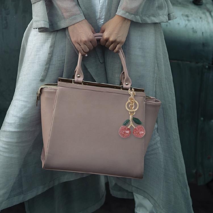 Simple Crystal Cherries Charm Keychains Sweet Cool Ornament Bag Pendant Car Keyring Haning Decoration for Women Girl