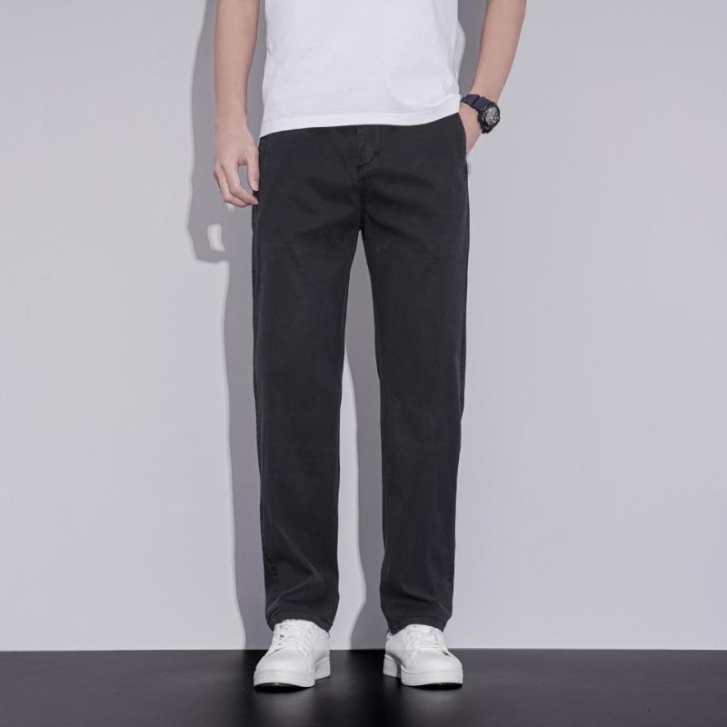 Spring and summer new men's cold silk cool breathable men's light business loose straight pants blue long pants boys