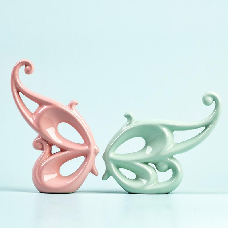 Modern Lucky Lovers Butterfly Ceramic Ornaments Home Livingroom Desktop Figurines Decoration Cafe Club Bookcase Furnishing Craft