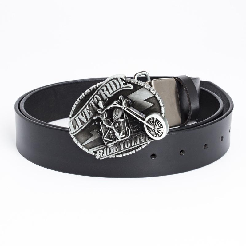 Skull Motorcycle Belt: European & American Men's Casual Trend