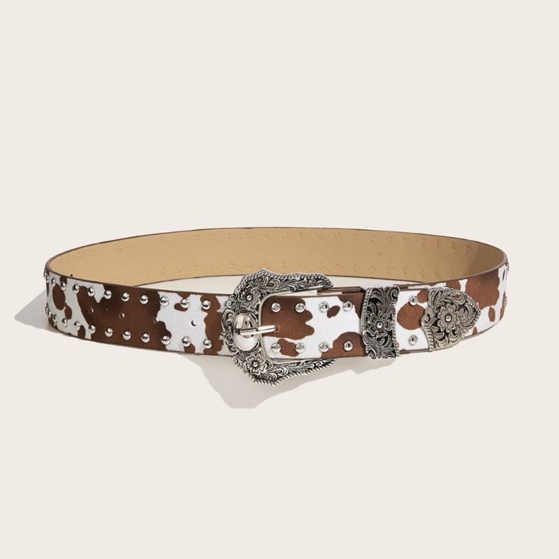 Edgy Punk Rock Women's Waist Belt For Jeans Buckles Charm PU Leather Adjustable Strap