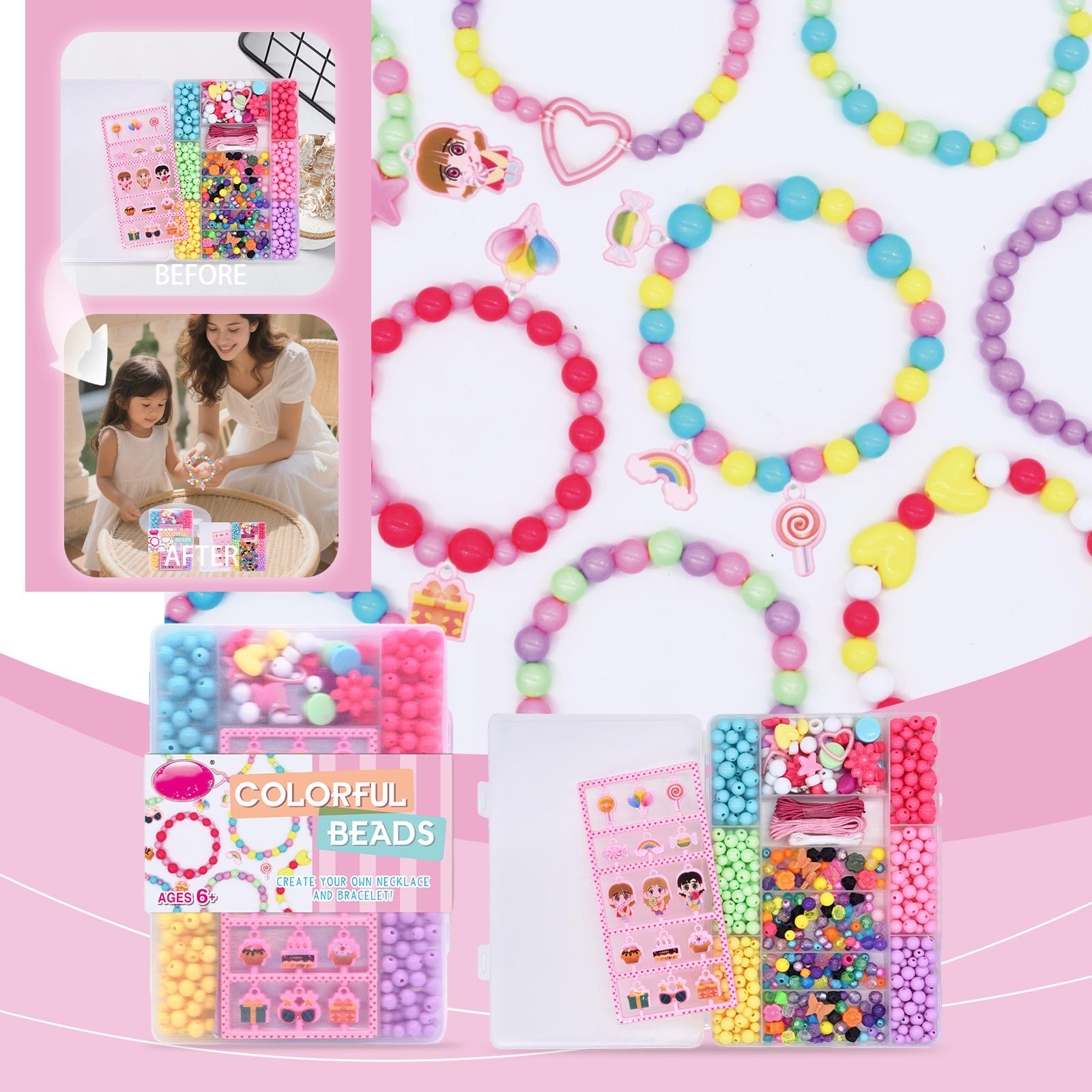 

Colorful DIY Beaded Bracelets For Children, Fostering And Enhancing Motor Skills. Suitable For Children To Make Beaded Toys By Hand. One Size розовый