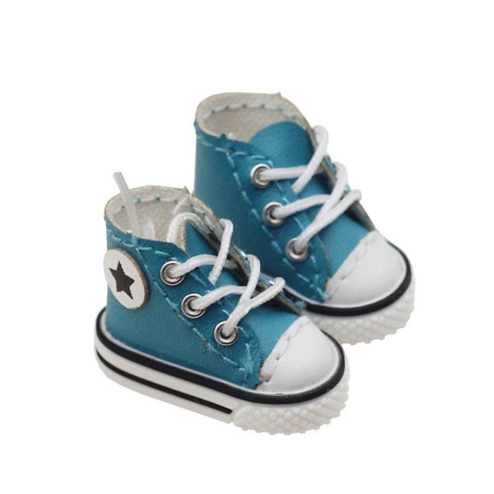 1 Pair Sports Shoes Leather Leather Doll Shoes Shoelace Star Doll Canvas Shoes Mini Casual Dolls Shoes High-Top Canvas Gcs