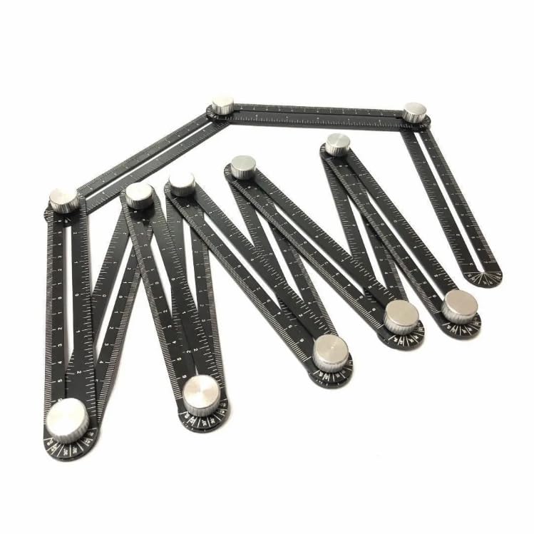 Foldable Square, 12-Angle Ruler, Multi-Angle Measuring Tool, 360-Degree Adjustable, Aluminum, Compact, DIY