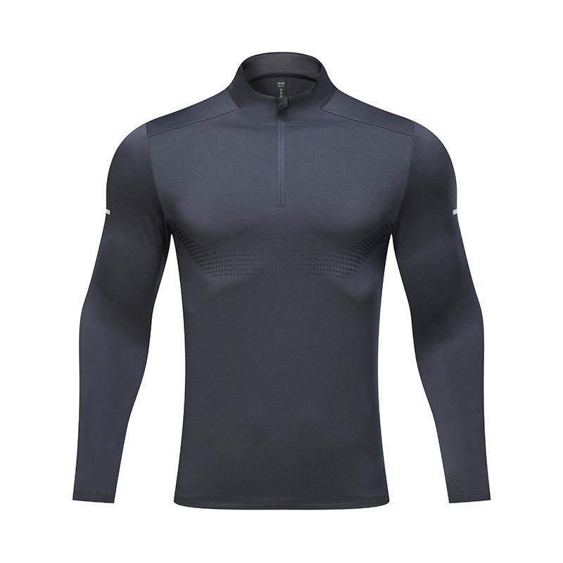 Herre Half-Zip Kompresjon Sportsgenser Pustende Hurtigtørkende Langermet Atletisk Skjorte