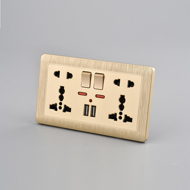 

Depoguye UK standard Usb wall socket ,USB plug universal 5 hole outlet, 220v to usb Type-c phone charging socket 146mm*86mm 110-250V&Universal золотистий