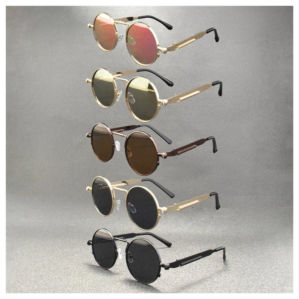 Vintage Punk Style Sunglasses Men Retro Round Metal Frame Women Sun Glasses Fashion Eyewear  Mujer