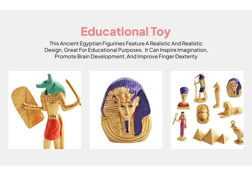 12 Pieces Ancient Egypt Toys Egyptian Statues Figure Interactive Pyramid Mummy for