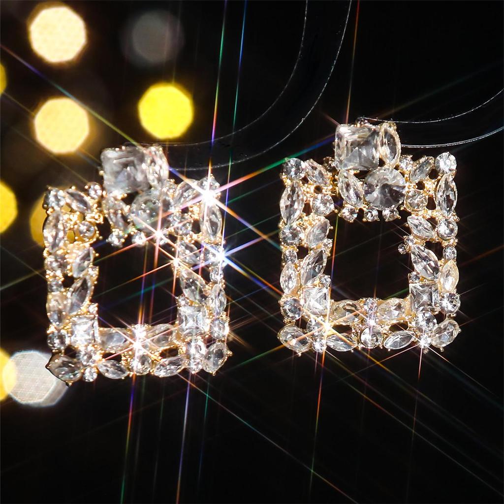 European and American Luxury Colorful Rhinestone Flower Stud Earrings for Women