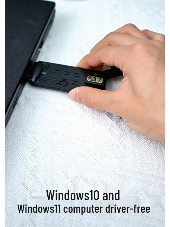 WiFi 7 Tri-Band BE6500 Desktop & Laptop USB Wireless Gaming Network Card, 6500M, Driver-Free.