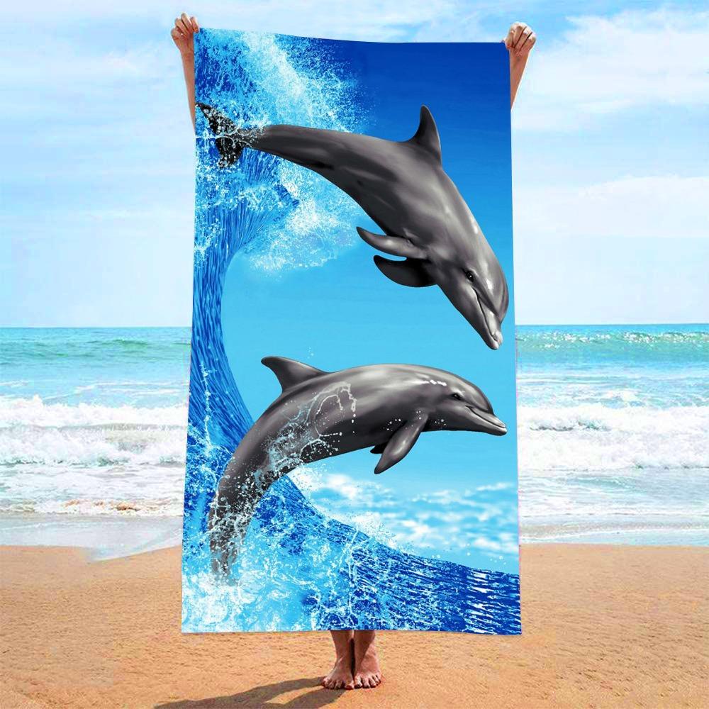 Tropical Palm Tree Beach Towel Summer Ocean Landscape Print Large Bath Towel Quick Dry Sand Free Swimming Pool Vacation Blanket