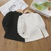 Girls' Thickened Puff Sleeve Long-Sleeve T-Shirt, Half-High Collar, Spring/Autumn 2024, Baby & Toddler Top