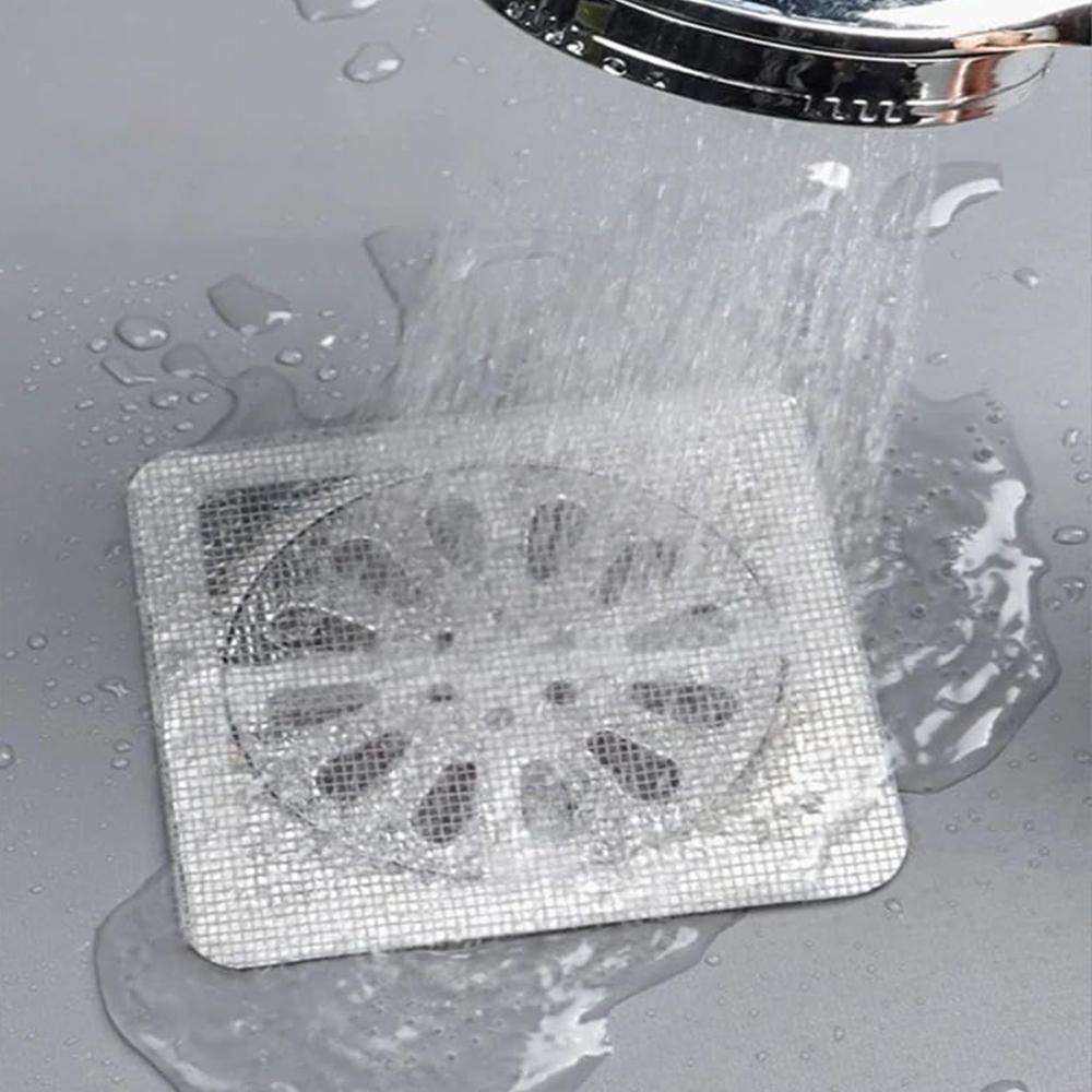 50Pcs Disposable Shower Drain Cover Hair Catcher Shower Drain Mesh Stickers Gray