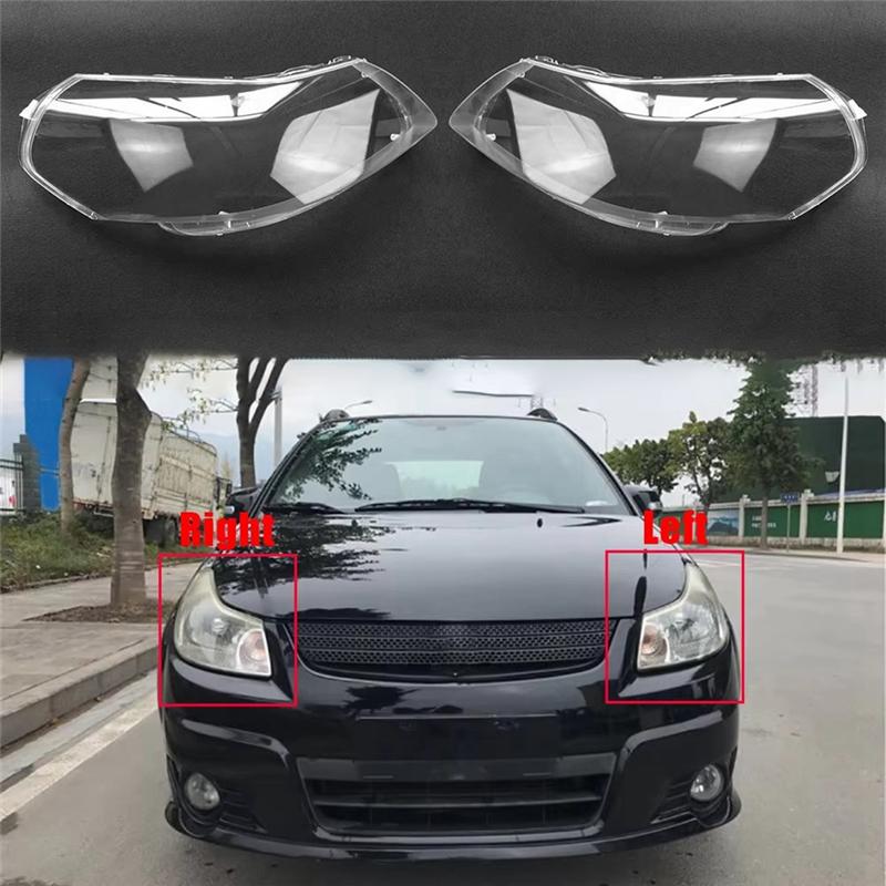 1Pair Front Headlight Lens Lampshade Shell For Suzuki SX4 2006-2016 Headlamp Lights Glass Cover Replacement Auto Shell