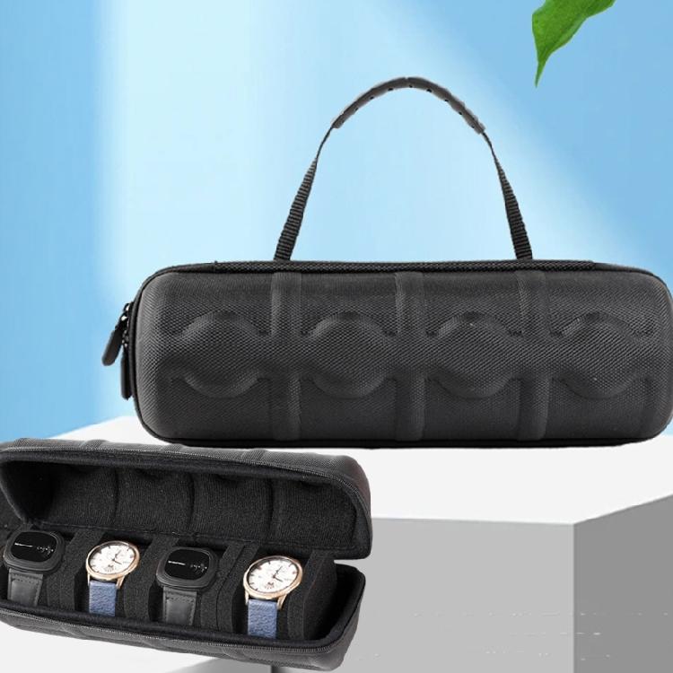 Men's Watch Storage Case with 4 Slots Travel Friendly Wristwatch Protective Soft Lined Zippered Box Home Accessory