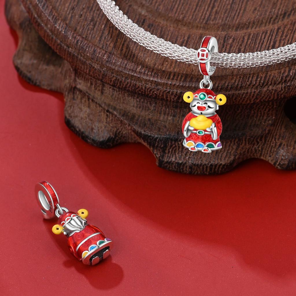 Charms Plata  God Of Wealth Beads Fit Original  Bracelets Charms For Women Jewelry Diy Making Gifts