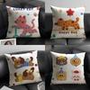 Cute and Free Cats and Dogs Cushion Cover Natural Linen Organic Fabric DoubleSided Printing Sofa Home Decor Breathable