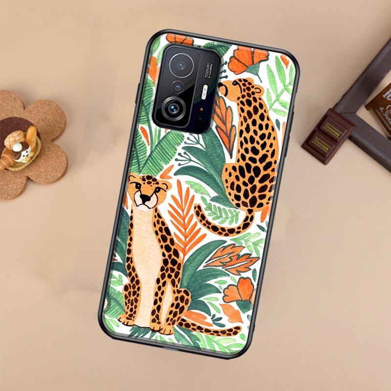 Tigers Leopards Tropical Leaves Case For Xiaomi POCO X7 Pro X3 X5 X6 F3 F5 F6 M6 Pro 11T 12T 13T 14T Pro 13 14 Ultra Cover