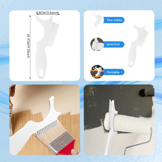 Paint Brush Roller Cleaning Tool Portable Lightweight Plastic 2-In-1 Multi-purpose