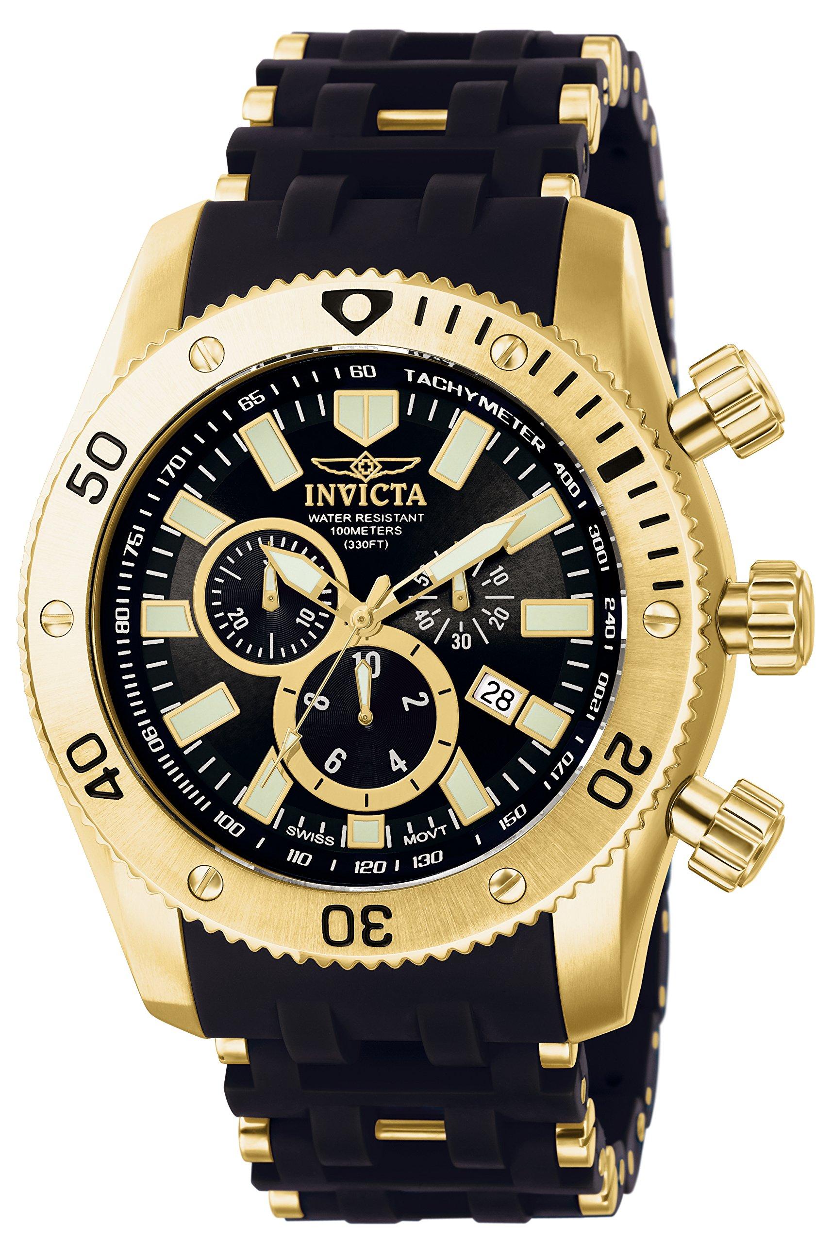 

Invicta Sea Spider Quartz Watch, 50mm Case, Gold and Black Stainless Steel with Polyurethane Strap, Black Dial, Size 140, Men s [Parallel Import]