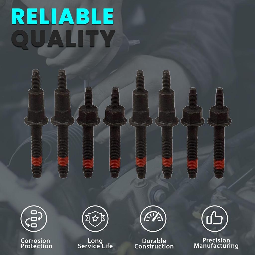 Exhaust Manifold Stud Bolt Nut Kits 6504331 Compatible with Dodge Dakota 00-07 Durango 00-09 Ram 1500 02-08 Chrysler Aspen 07-09 Jeep Grand Cherokee