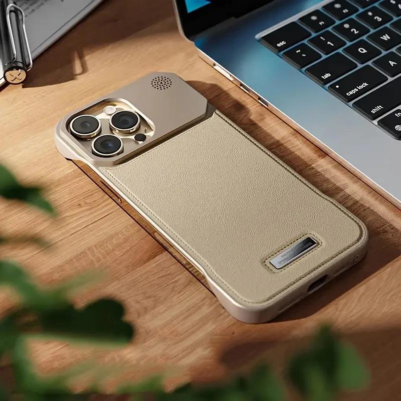 Metal Leather Aromatherapy Magnetic Case For iPhone 17 Air 16 15 14 Plus 13 12 Pro Max Phone For Magsafe Borderless Cover Funda