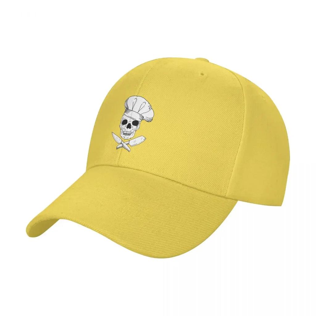 Skull Wearing Chef Hat and Crossed Kitchen Knives Baseball Cap summer hat beach hat designer cap black Women Caps Unisexs