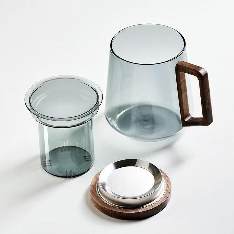 thickening Heat-resistant glass tea cup Transparent Grey Built in filter Tea set and water cup High quality home office Supplies