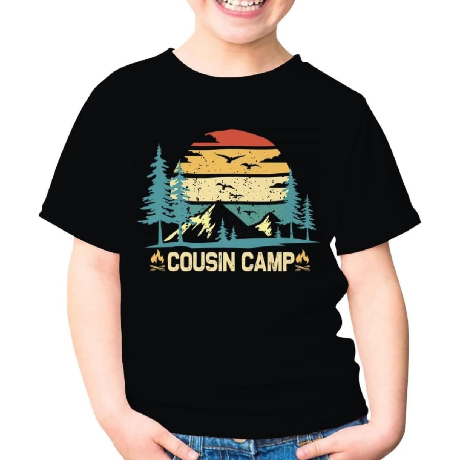 Modern Supply Tee Cousin Camp Friends Summer Family Camping Vacation Crew Camper (1) Youth Shirt Gift Boys Girls Youth T-Shirt (Black;S) S