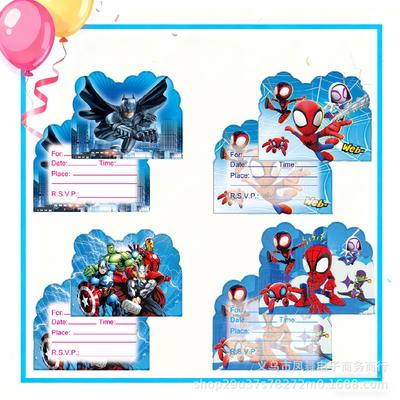 Spider-Man And His Amazing Friends Robot Themed Invitation Cards Greeting Cards Birthday Party Decorations