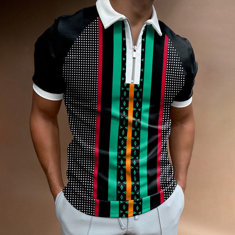 Stylish Half-zip Short Sleeve Polo Shirt, Casual Trendy Men's Top