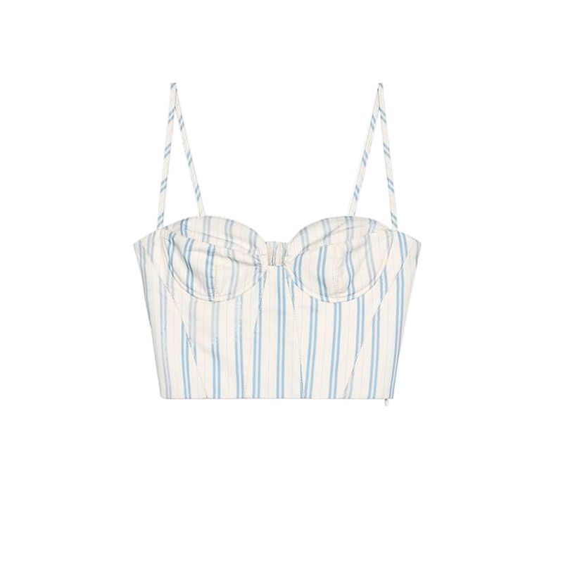 

Spring and Summer Stripes Corset Tops 2964192 Cotton Mid-Waist Print Skirt 2820192 Stripes Tops L