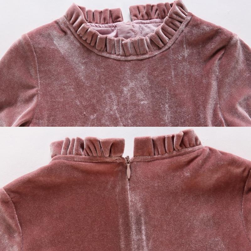 YUBAOBEI Kids Winter Long-sleeve Dress 4-14 Yrs Teenage Girl Velvet Elegant Evening Party Gown Child Clothes