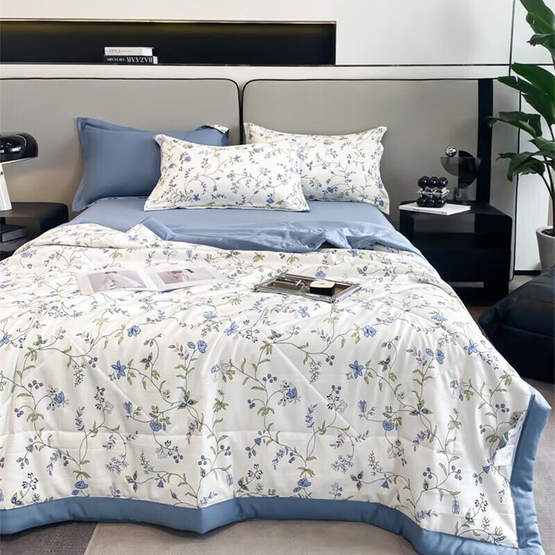 WOODPECKER Linen-Feel Cotton Summer Quilt Set