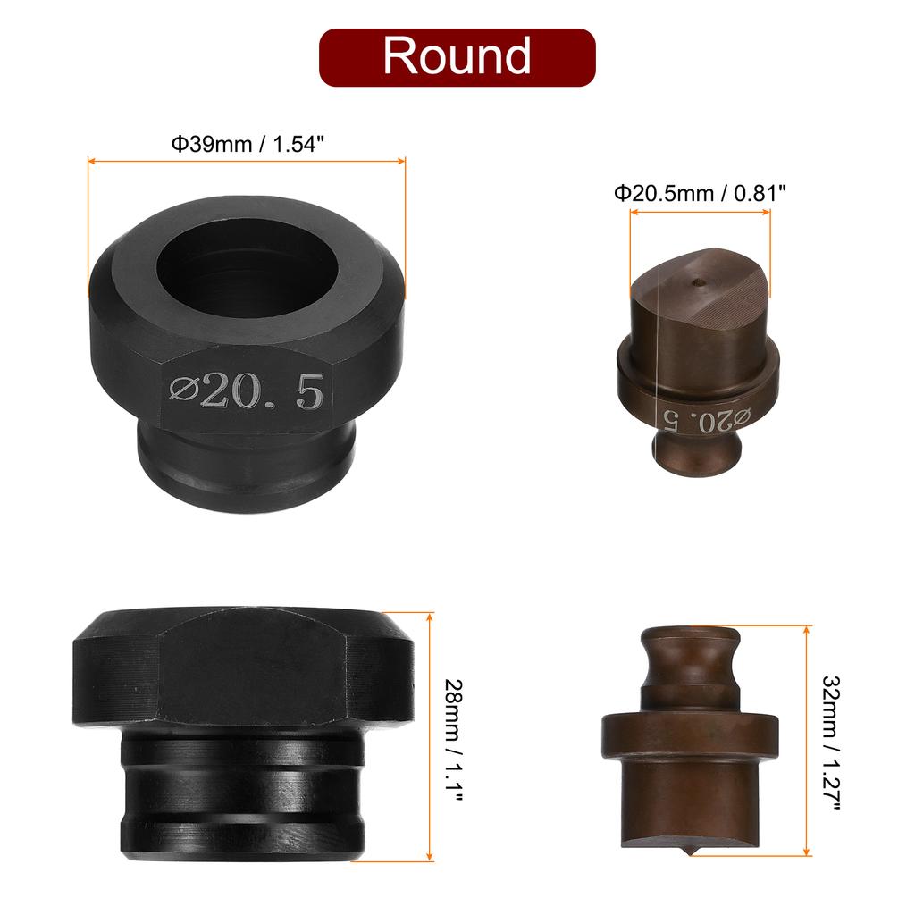 Hydraulic Hole Punch Die 4.2mm-20.5mm Precise Round Hole Electric Hydraulic Hole Punching Kit for MHP-20 JP-20 Punching Machine
