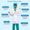 7PCS V Neck Surgical Children Doctor Costume Set Surgical Suit Doctor Nurse Cosplay Scrubs with Stethoscope Nurse Costume Set
