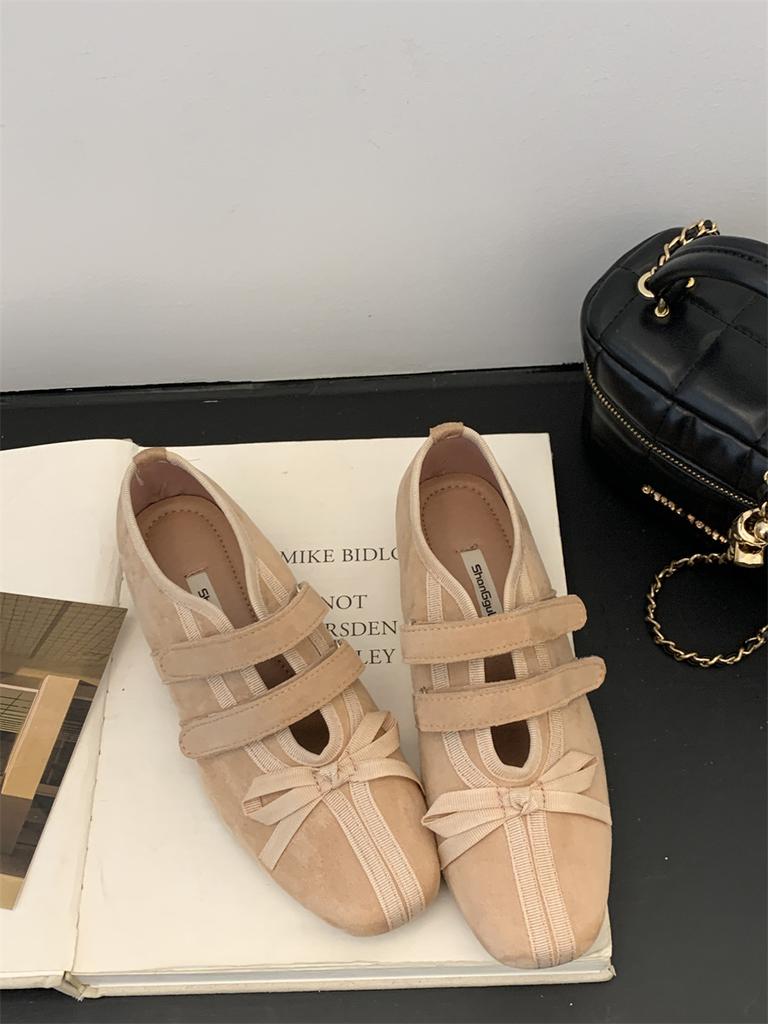 Fengliya Korean Version Design Flat-bottomed Sports Casual Shoes Single Shoes Mary Jane Shoes Fashion Bow Round Head Women